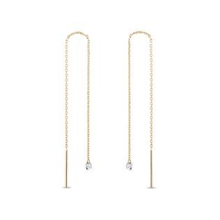 BOUCLES D'OREILLES EN OR JAUNE ET DIAMANTS DE SYNTHÈSE - BOUCLES D'OREILLES EN DIAMANT - BOUCLES D'OREILLES