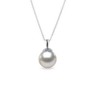 COLLIER EN OR BLANC ET PERLE D'AKOYA - PENDENTIFS EN PERLES - PERLES