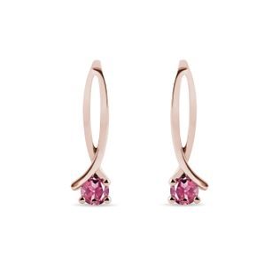 Boucles d'oreilles en or rose 14 carats avec tourmaline rose