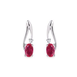 RUBY AND DIAMOND EARRINGS IN WHITE GOLD - RUBY EARRINGS - EARRINGS