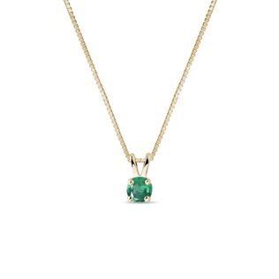Gold Necklace with Round Emerald