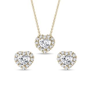 HERZ-SCHMUCKSET MIT DIAMANTEN IN GELBGOLD - SCHMUCK SETS DIAMANT - SCHMUCK