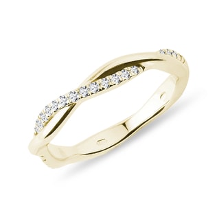 Yellow Gold Spiral Ring with Small Diamonds