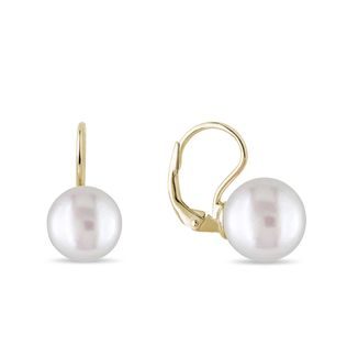 PEARL EARRINGS IN 14K YELLOW GOLD - PEARL EARRINGS - PEARL JEWELRY