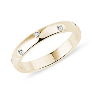 RING IN YELLOW GOLD WITH 10 DIAMONDS - WOMEN'S WEDDING RINGS - WEDDING RINGS