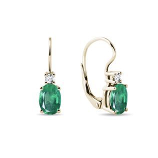 OVALE OHRRINGE MIT SMARAGDEN UND DIAMANTEN IN GELBGOLD - OHRRINGE MIT SMARAGD - OHRRINGE