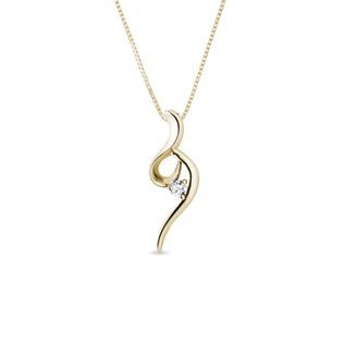 ELEGANT GOLD NECKLACE WITH A DIAMOND - DIAMOND NECKLACES - NECKLACES