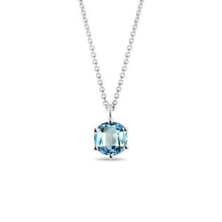 NÁHRDELNÍK Z BÍLÉHO ZLATA S KULATÝM SWISS TOPAZEM - NÁHRDELNÍKY S TOPAZEM - NÁHRDELNÍKY