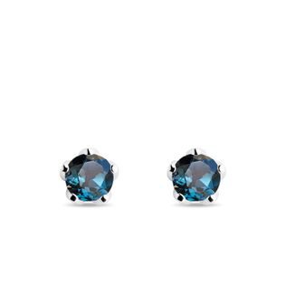 LONDON TOPAZ WHITE GOLD STUD EARRINGS - TOPAZ EARRINGS - EARRINGS