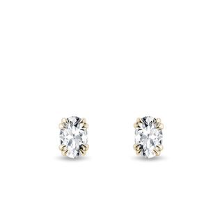 OVAL DIAMOND GOLD STUDS - DIAMOND STUD EARRINGS - EARRINGS