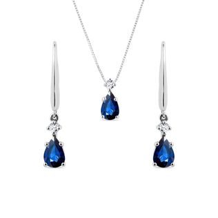 Sapphire Earring and Pendant Set in White Gold