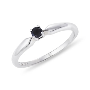 An Engagement Ring in White Gold with a Black Diamond