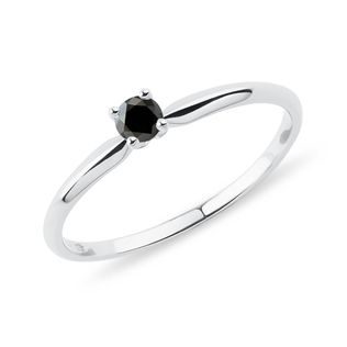 BLACK DIAMOND ENGAGEMENT RING IN WHITE GOLD - FANCY DIAMOND ENGAGEMENT RINGS - ENGAGEMENT RINGS