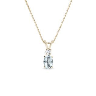 NÁHRDELNÍK ZE ŽLUTÉHO ZLATA S OVÁLNÝM AKVAMARÍNEM - NÁHRDELNÍKY S AKVAMARÍNEM - NÁHRDELNÍKY