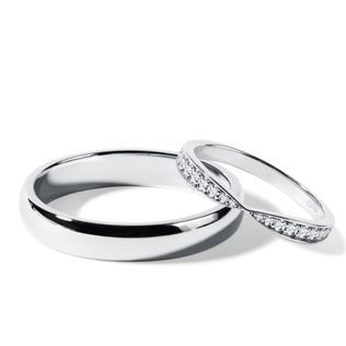 WHITE GOLD WEDDING BAND SET WITH DIAMONDS - WHITE GOLD WEDDING SETS - WEDDING RINGS