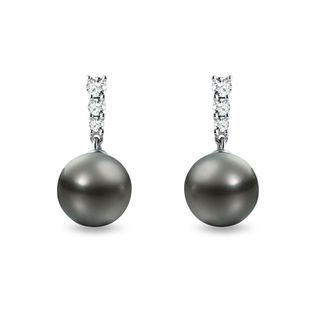 KOLCZYKI Z BIAŁEGO 14KT ZŁOTA Z PERŁAMI TAHITAŃSKIMI - KOLCZYKI Z PERŁAMI - PERŁY