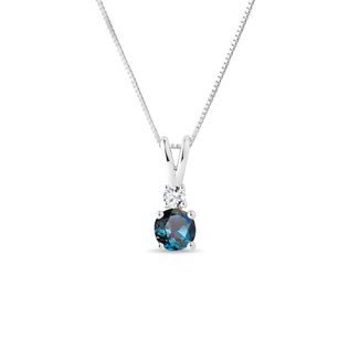 14KT WEISSGOLD TOPASHALSKETTE MIT DIAMANT - KETTEN MIT TOPAS - KETTEN