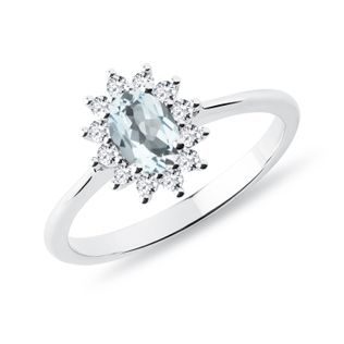 AQUAMARINRING MIT DIAMANTEN IN WEISSGOLD - RINGE AQUAMARIN - RINGE