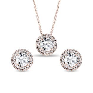 HALO-SCHMUCKSET MIT LABORDIAMANTEN IN ROSÉGOLD - SCHMUCK SETS DIAMANT - SCHMUCK