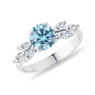 1CT BLUE DIAMOND ENGAGEMENT RING IN WHITE GOLD - RINGS WITH LAB-GROWN DIAMONDS - ENGAGEMENT RINGS