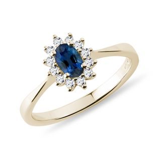 BAGUE EN OR AVEC SAPHIR TAILLE OVALE ET BRILLANTS - BAGUES EN SAPHIR - BAGUES