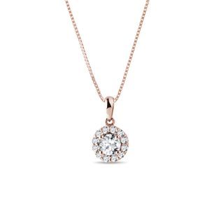 DIAMOND NECKLACE IN ROSE GOLD HALO STYLE - DIAMOND NECKLACES - NECKLACES