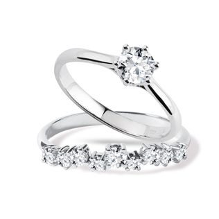 STUNNING ENGAGEMENT SET WITH DIAMONDS IN WHITE GOLD - ENGAGEMENT AND WEDDING MATCHING SETS - ENGAGEMENT RINGS