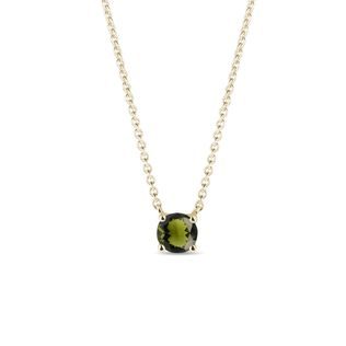 COLLIER EN OR JAUNE AVEC MOLDAVITE - COLLIERS AVEC MOLDAVITE - COLLIERS