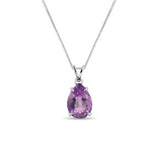 NECKLACE WITH AMETHYST IN WHITE GOLD - AMETHYST NECKLACES - NECKLACES