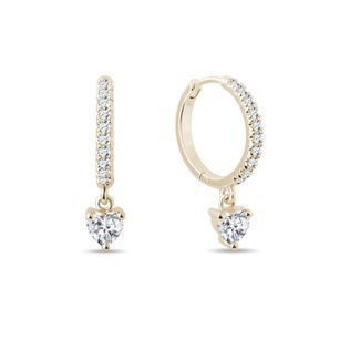 CREOLEN MIT HERZANHÄNGER IN 14 KT GELBGOLD - OHRRINGE DIAMANT - OHRRINGE