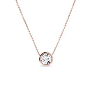 BEZEL NÁHRDELNÍK S DIAMANTOM V RUŽOVOM 14K ZLATE - NÁHRDELNÍKY S DIAMANTMI - NÁHRDELNÍKY