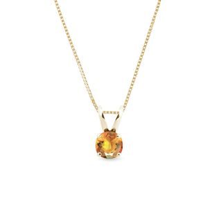 Zlatý náhrdelník s citrínom v guľatom výbruse