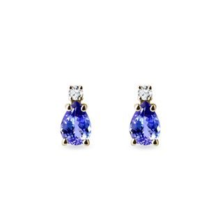 TANZANITE AND DIAMOND EARRINGS IN YELLOW GOLD - TANZANITE EARRINGS - EARRINGS