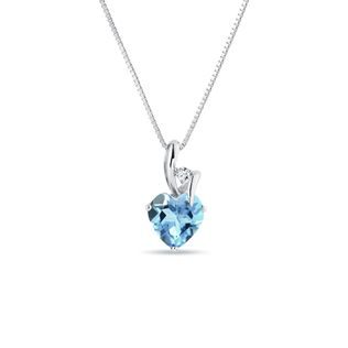 HEART-SHAPED TOPAZ AND DIAMOND NECKLACE IN WHITE GOLD - TOPAZ NECKLACES - NECKLACES