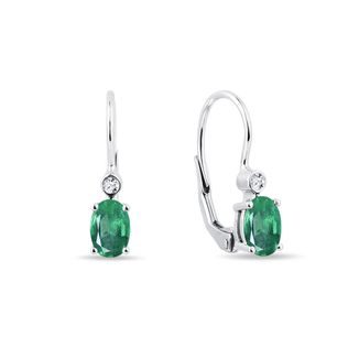 White Gold Earrings with Emeralds and Brilliants