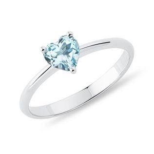BAGUE AVEC TOPAZE TAILLE CŒUR EN OR BLANC - BAGUES EN TOPAZE - BAGUES