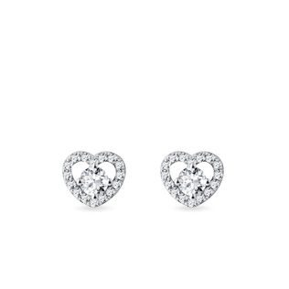 DIAMOND HEART STUD EARRINGS IN WHITE GOLD - DIAMOND EARRINGS - EARRINGS