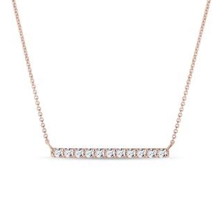 COLLIER EN OR ROSE AVEC BARRETTE DE DIAMANTS - COLLIERS AVEC DIAMANTS - COLLIERS