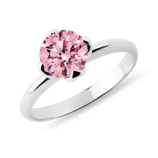 WHITE GOLD 1CT PINK DIAMOND ENGAGEMENT RING - RINGS WITH LAB-GROWN DIAMONDS - ENGAGEMENT RINGS
