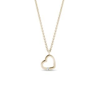 HERZFÖRMIGE KINDERKETTE MIT DIAMANT IN GELBGOLD - KINDER KETTEN - KETTEN