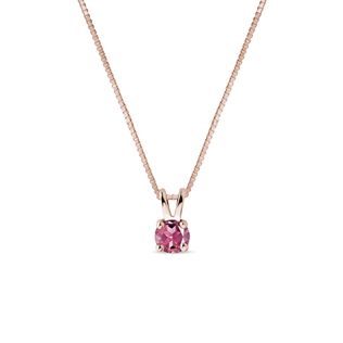 COLLIER D'OR ROSE AVEC TOURMALINE TAILLE RONDE - COLLIERS AVEC TOURMALINE - COLLIERS