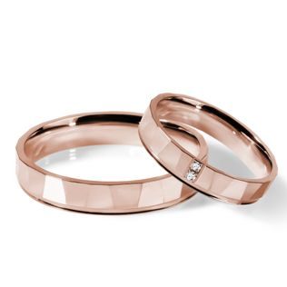 SET FACETTIERTER RINGE AUS ROSÉGOLD - ROSÉGOLDENE TRAURINGE IM SET - TRAURINGE