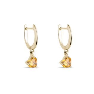 KOLCZYKI Z ŻÓŁTEGO ZŁOTA Z CYTRYNAMI W KSZTAŁCIE SERCA - KOLCZYKI Z CYTRYNAMI - KOLCZYKI