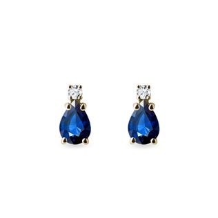 BOUCLES D'OREILLES EN OR AVEC SAPHIRS ET DIAMANTS - BOUCLES D'OREILLES EN SAPHIR - BOUCLES D'OREILLES