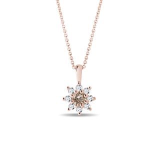 COLLIER EN OR ROSE AVEC FLEUR EN DIAMANT CHAMPAGNE - COLLIERS AVEC DIAMANTS - COLLIERS