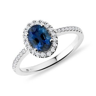 SAPPHIRE AND DIAMOND RING IN WHITE GOLD - SAPPHIRE RINGS - RINGS