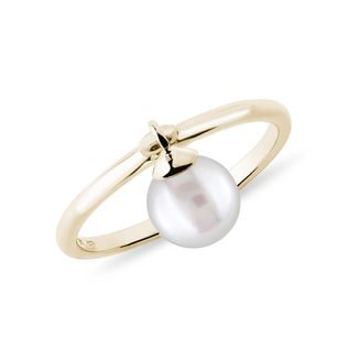 PEARL RING IN 14K YELLOW GOLD - PEARL RINGS - PEARL JEWELRY