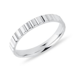 PROFILOVANÝ DÁMSKY PRSTEŇ Z BIELEHO 14K ZLATA - PRSTENE BIELE ZLATO - PRSTENE