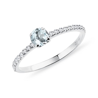 GOLDRING MIT DIAMANT UND AQUAMARIN - RINGE AQUAMARIN - RINGE