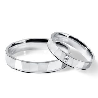 SET FACETTIERTER RINGE AUS WEISSGOLD - WEISSGOLDENE TRAURINGE IM SET - TRAURINGE